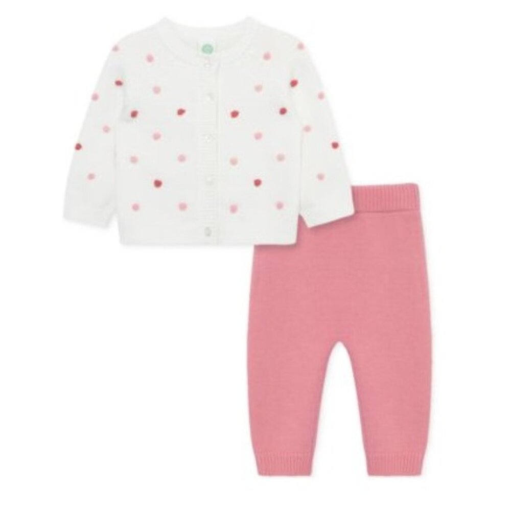 Little Me Baby Girls 2 Piece Dots Sweater Cardigan and Pants Set